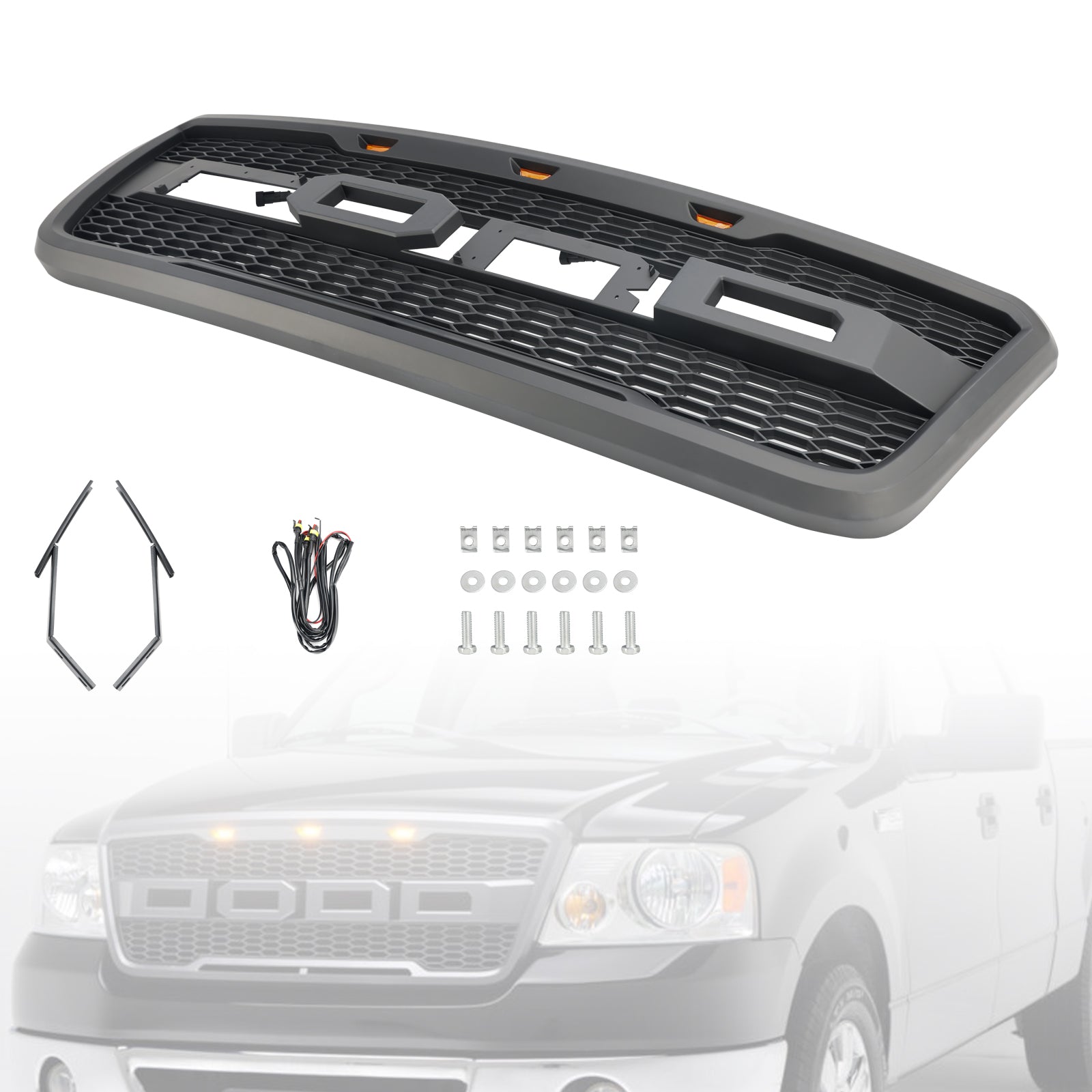 Mrežasta rešetka sprednjega pokrova za Ford F150 Raptor 2004-2008 z LED