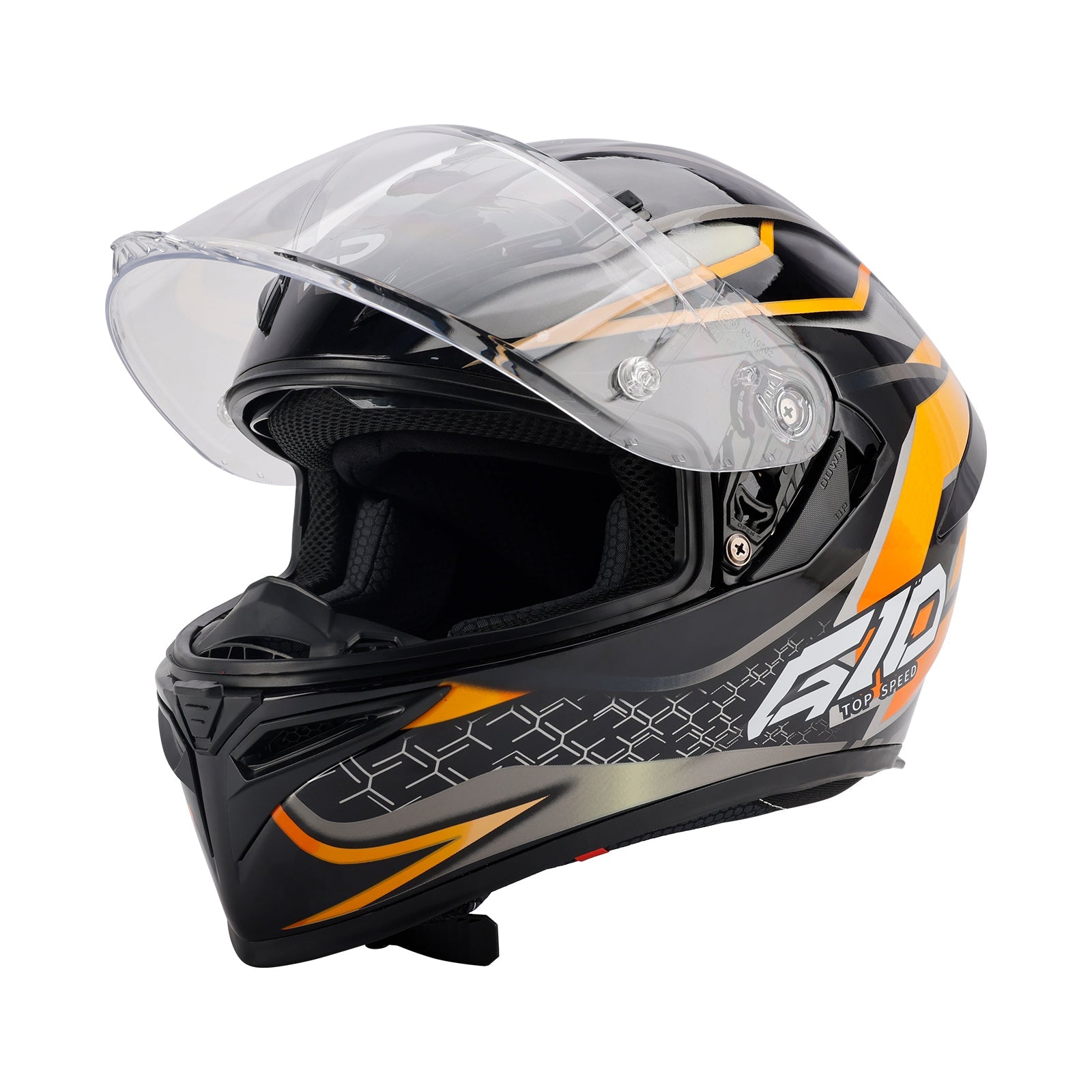 Casque moto intégral DOT pour adulte, orange