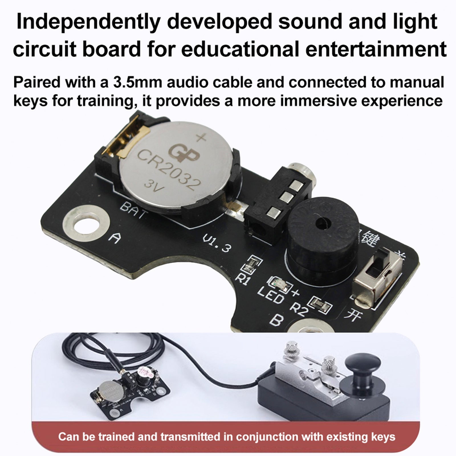 Gedrukte circuitkaart voor handmatige toets met geluidsverlichting en CW Morse -code
