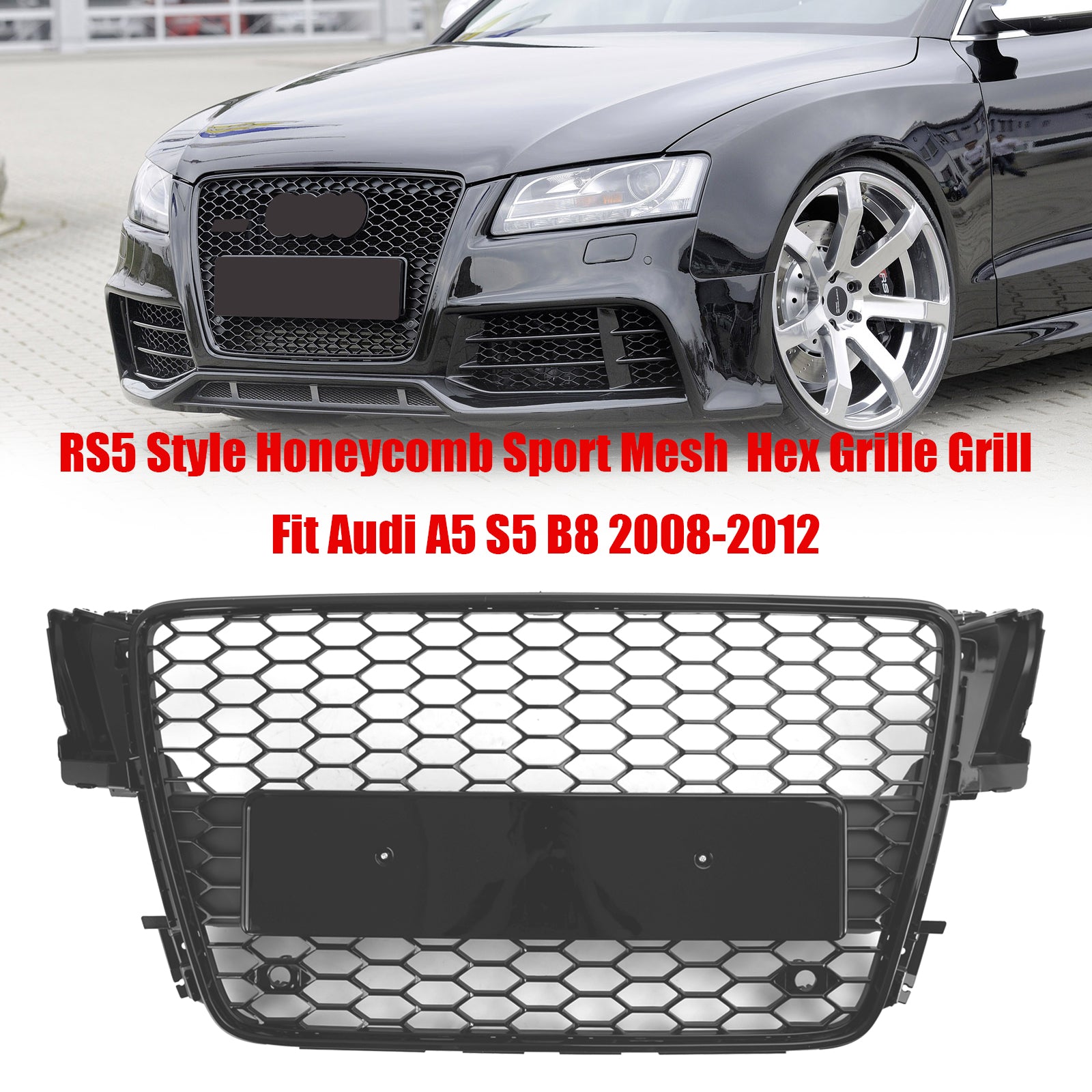 2008-2012 AUDI A5 S5 B8 RS5 Style Hood Henycomb Sport mesh Grill Grille