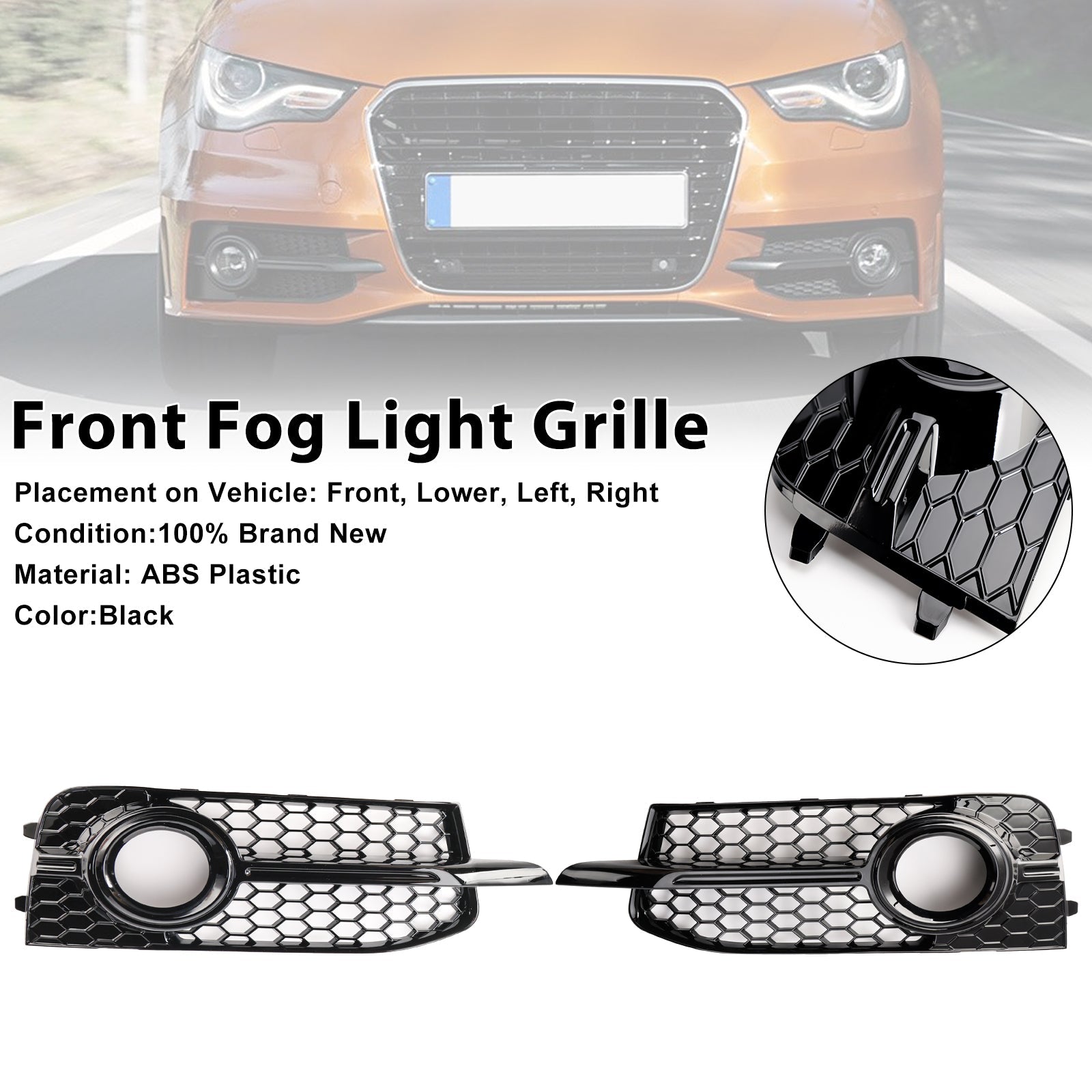 Grille de protection antibrouillard pour pare-chocs avant Audi A1 8X S-Line 2011-2014, 2 pièces, 8X0807682B 8X0807681B