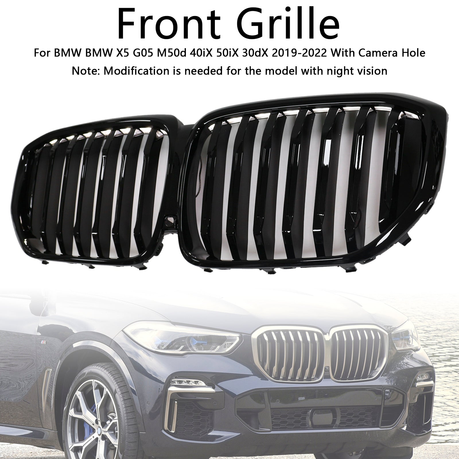 Calandre avant noire brillante BMW X5 G05 M-Performance 2019-2022 51137454887