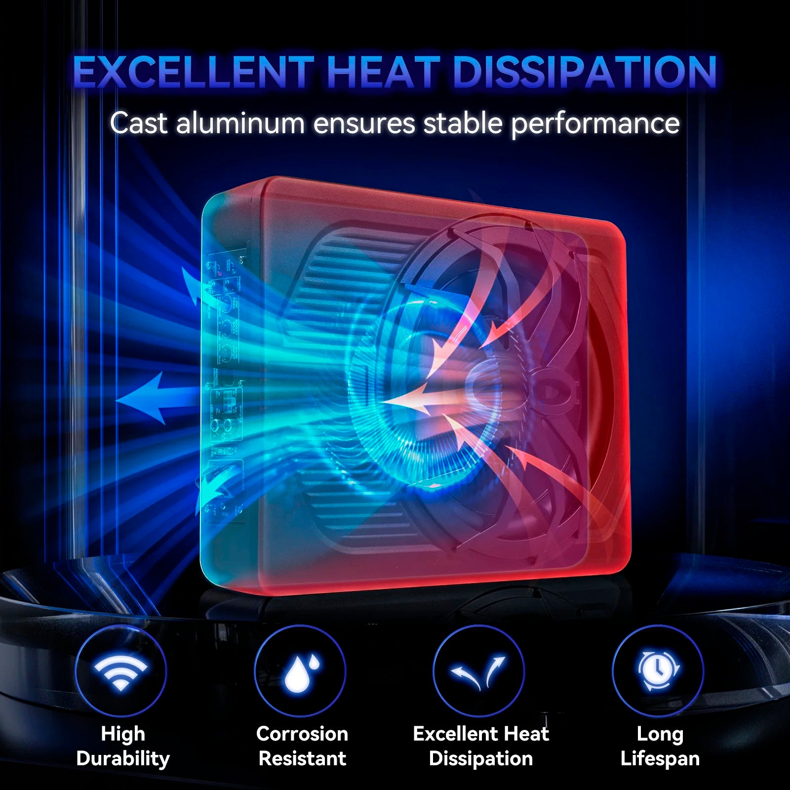 1200W Caisson de basses actif plat 10" 12V pour voiture, SUV et monospace, à installer sous le siège