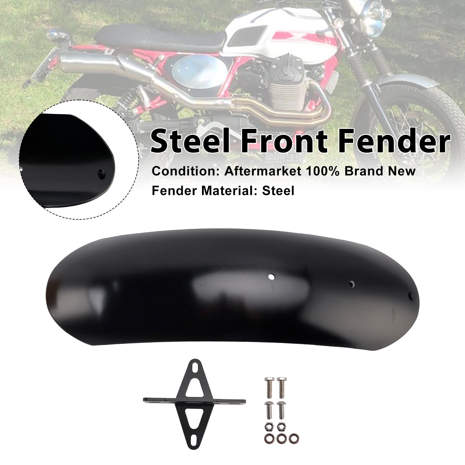 Garde-boue avant en acier compatible avec MOTO GUZZI V7 II Stone Classic Special 10-16