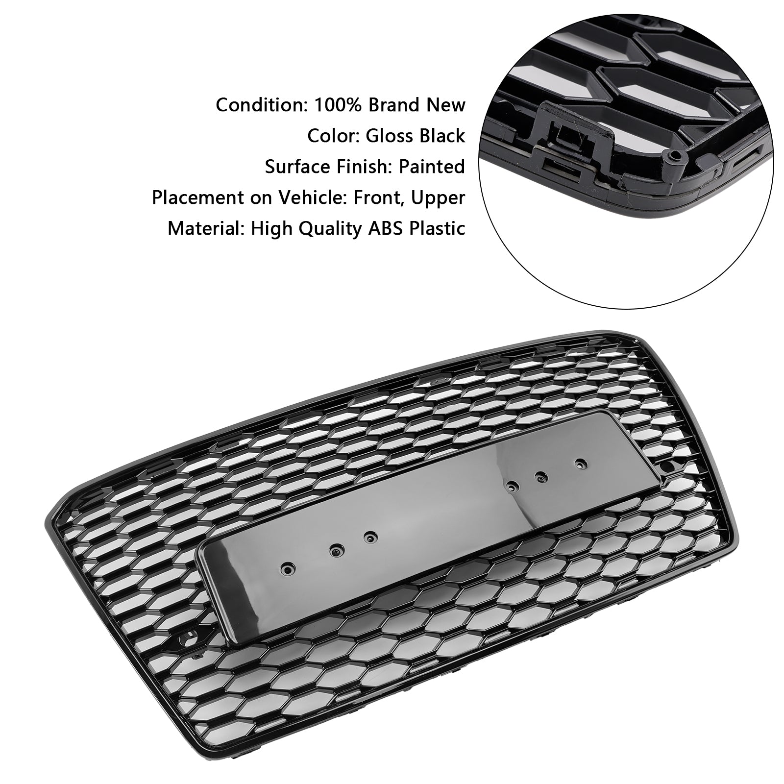 RS7 Style Honeycomb Sport Mesh Hex Grill Grille Pour Audi A7/S7 2012-2015 Black