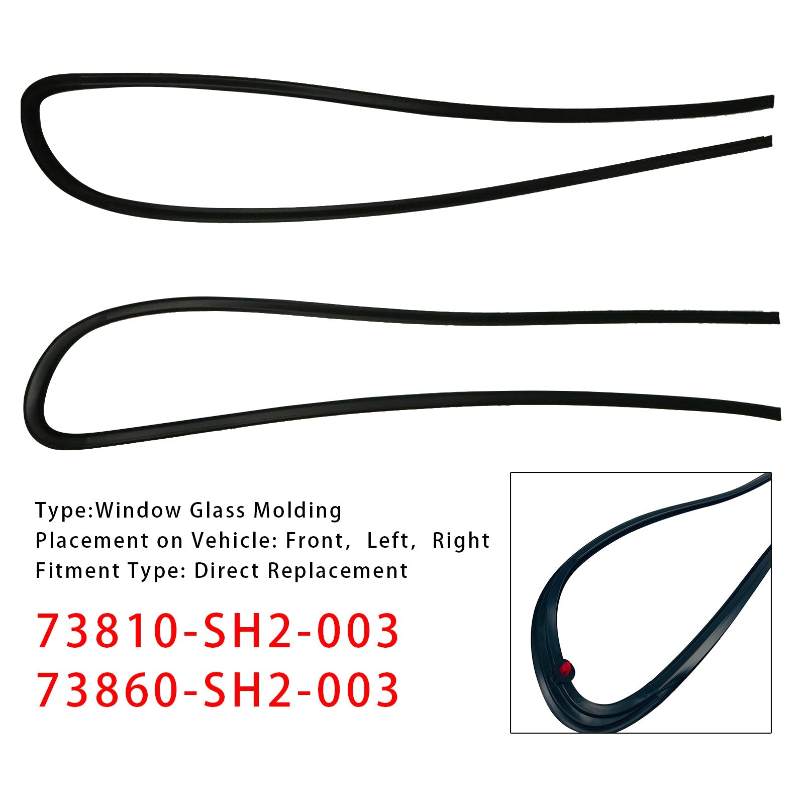 1988-1991 HONDA CR-X CRX EF8 Voorruitlijst (2 stuks) Rechts en Links 73810-SH2-003 73860SH2003