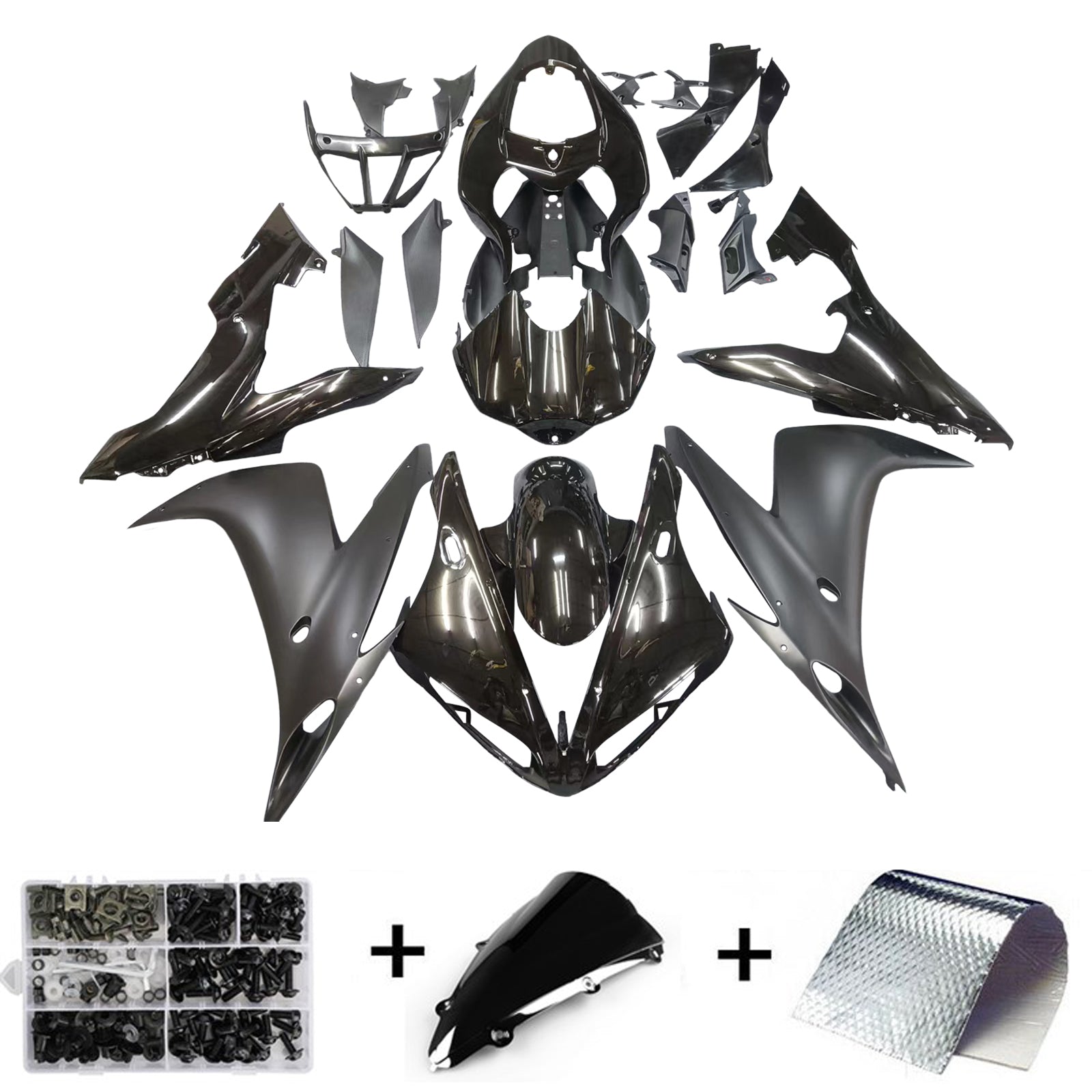 ABS Gloss Matt Black Injection Plastic Kit Fairing Fit For Yamaha YZF R1 2004-2006