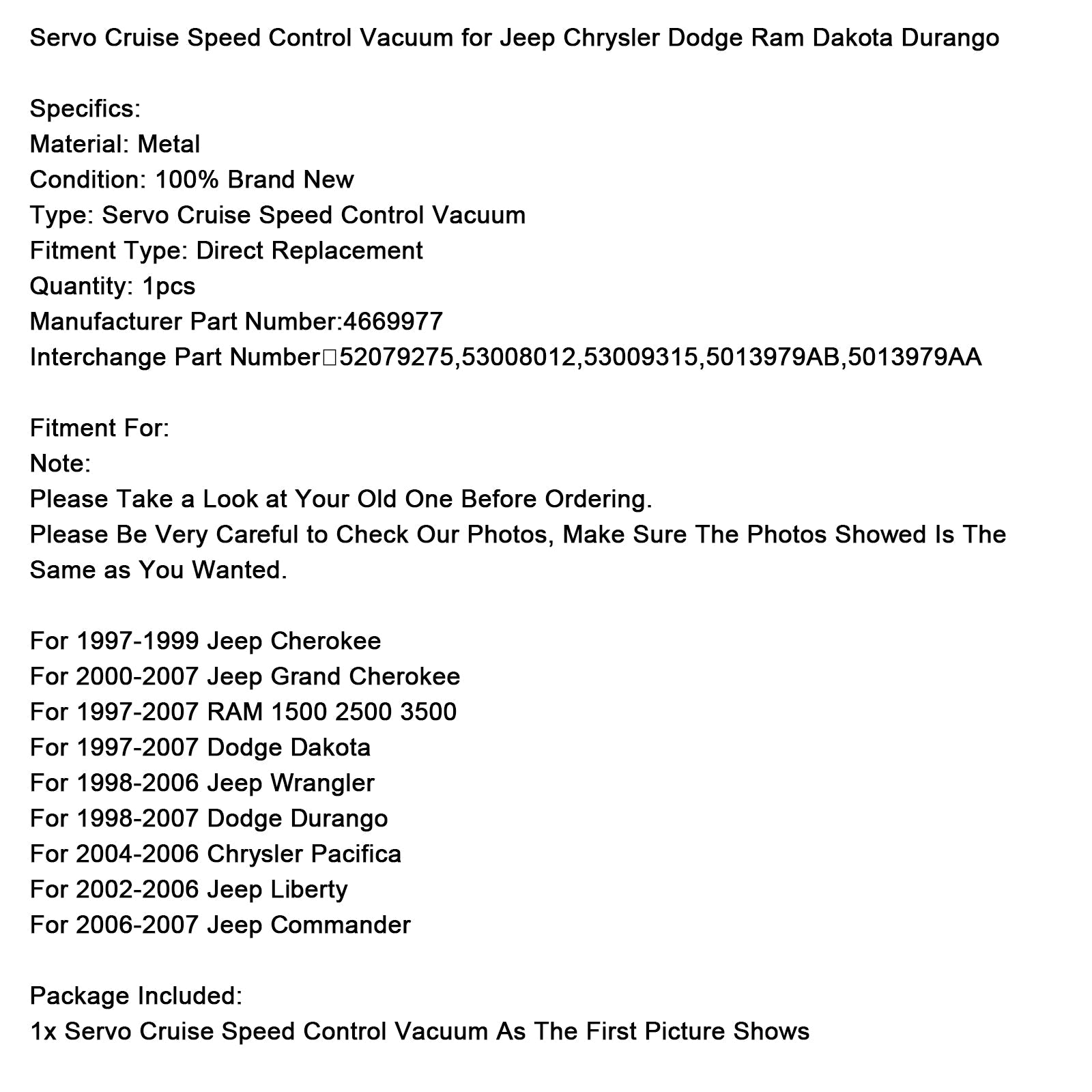 Servo nadzorovan tempomat Dodge Durango 1998-2007 4669977 5013979AA