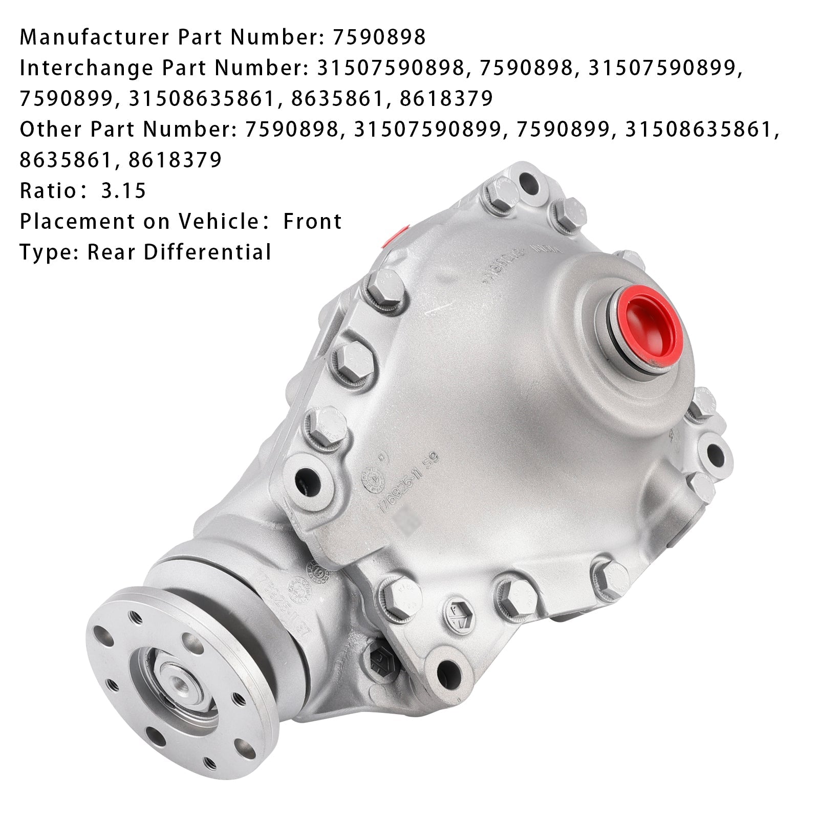 Przedni mechanizm różnicowy BMW F20 F30 F31 F32 X5 E70 X6 E71 31507590898 Przełożenie 3,15 7590898 31507590898