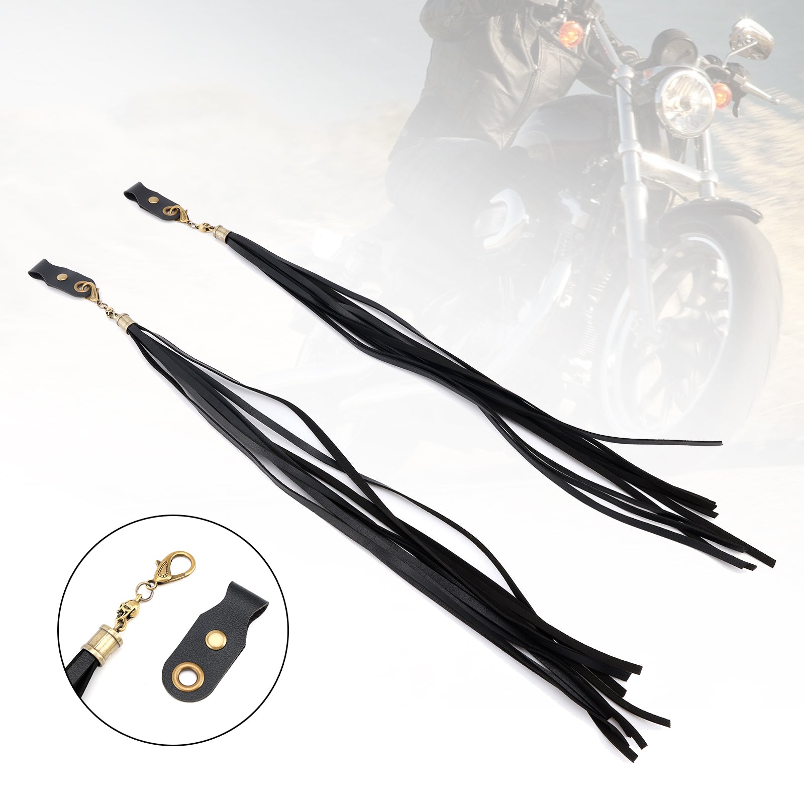 Décoration de poignée de frein à pompon noir pour guidon Dyna Road Glide Road King