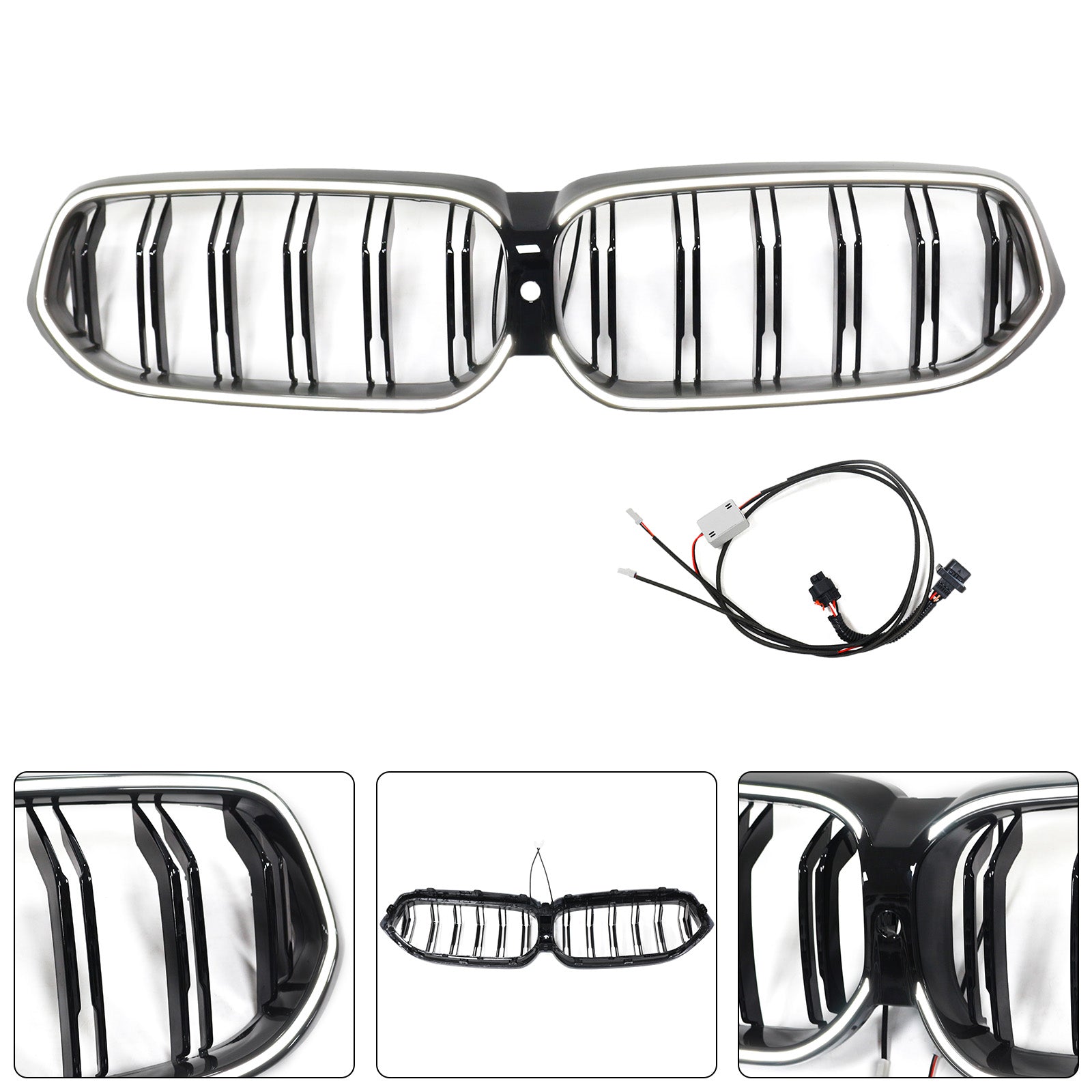 Grille de calandre avant noire à double lamelles pour BMW Série 6 G32 2020-2025