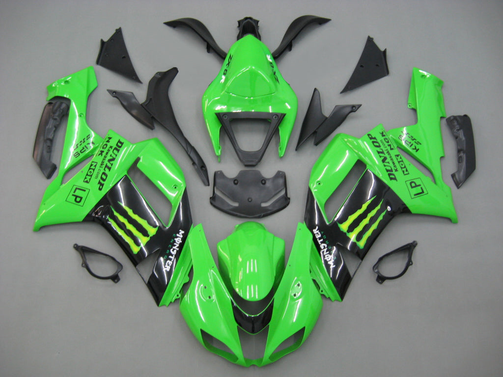 2007-2008 Kawasaki ZX6R 636 Kit de carénage d'injection Bodywork Abs en plastique ajusté