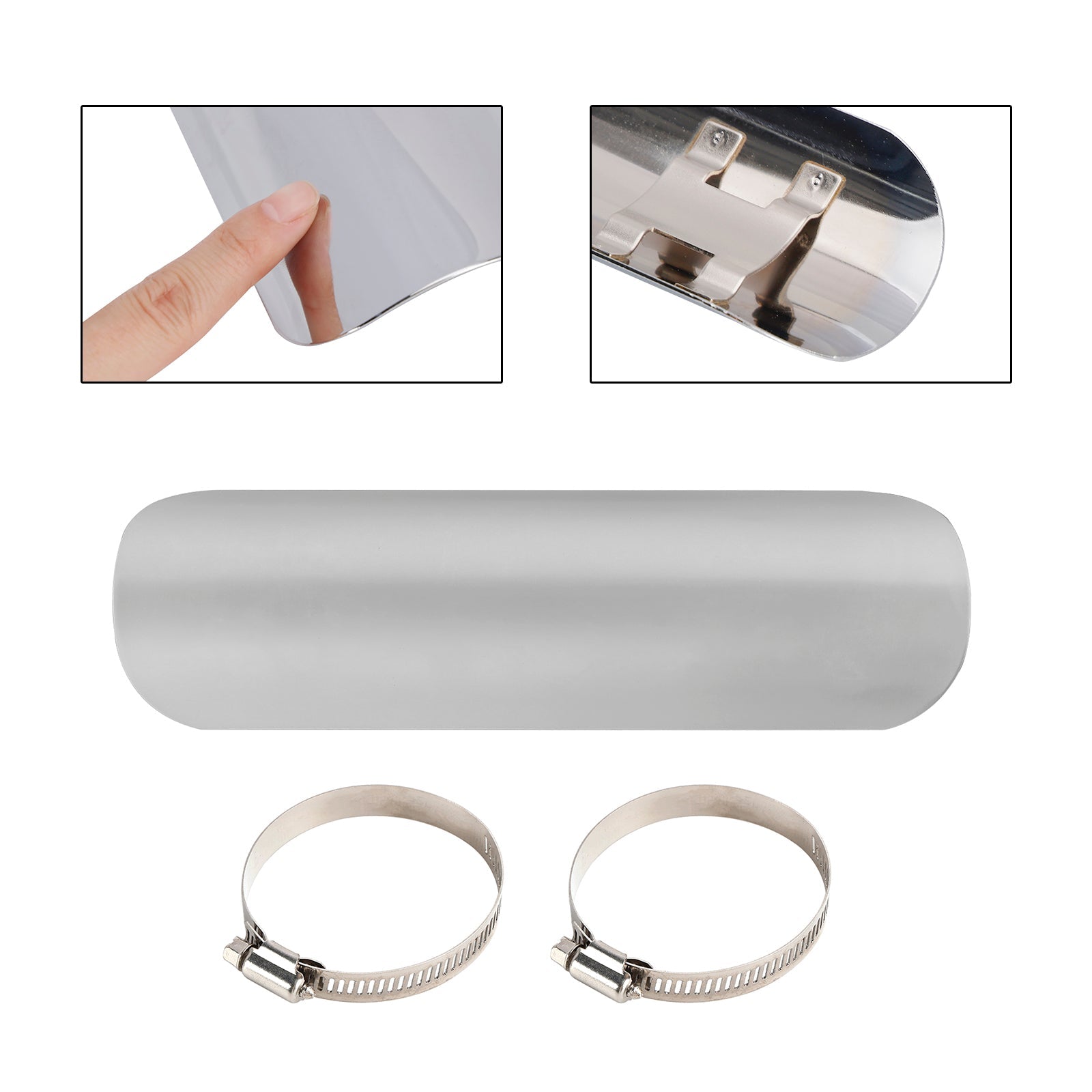 Copertura deflettore calore per marmitta&Scarico in acciaio cromato per moto e scooter, nero