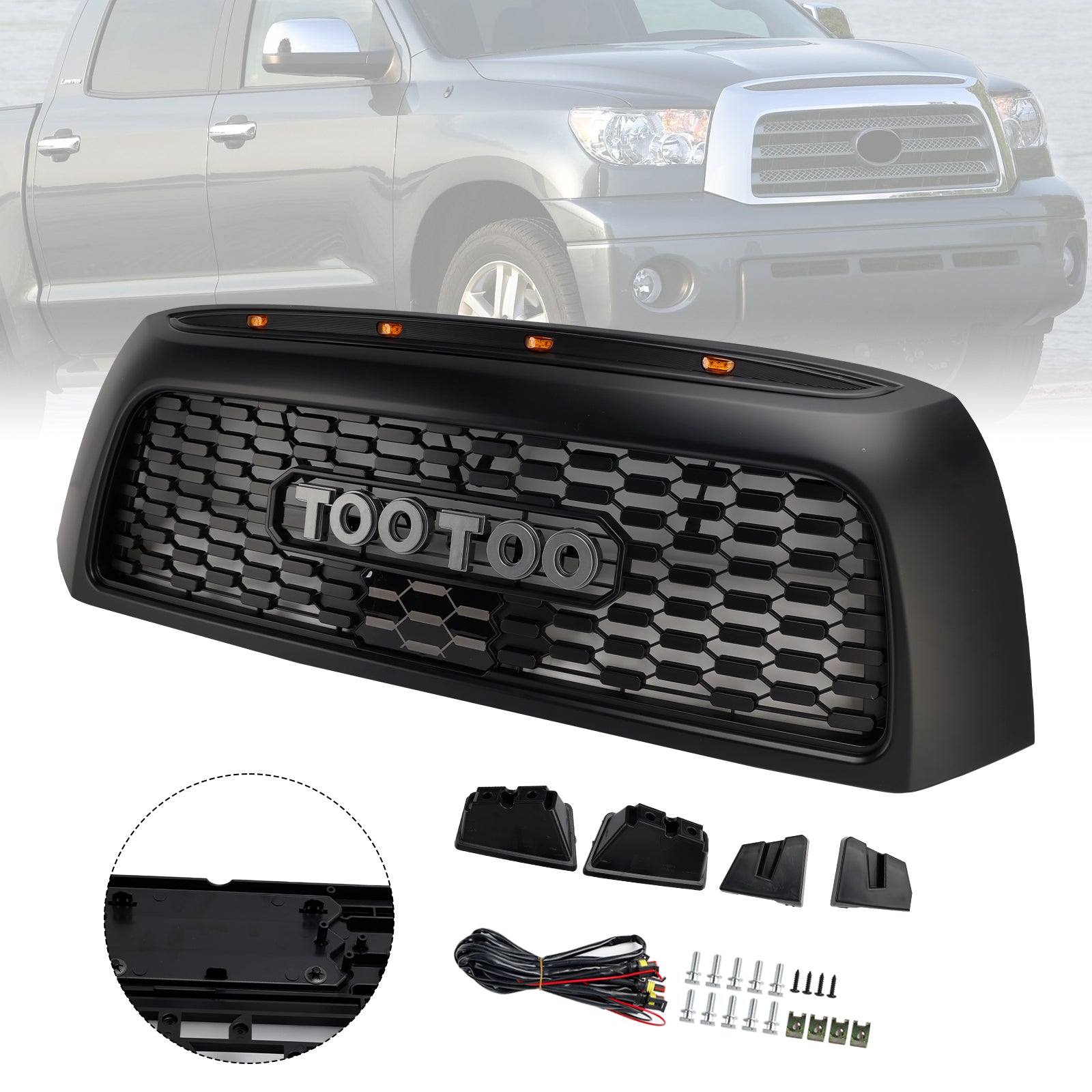 Calandre avant nid d'abeille noire pour Toyota Tundra TRD PRO (2006-2009)