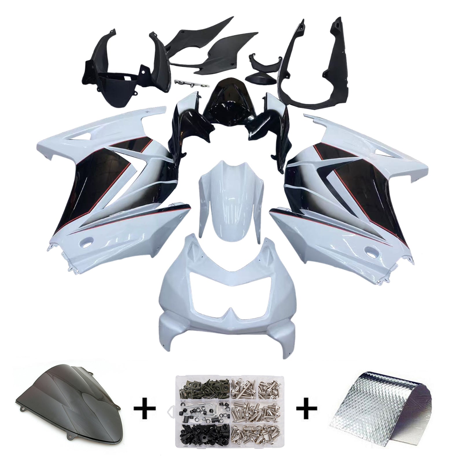 Kit de carénage par injection, carrosserie en plastique ABS, compatible avec Kawasaki EX250 Ninja 250RR 2008-2012