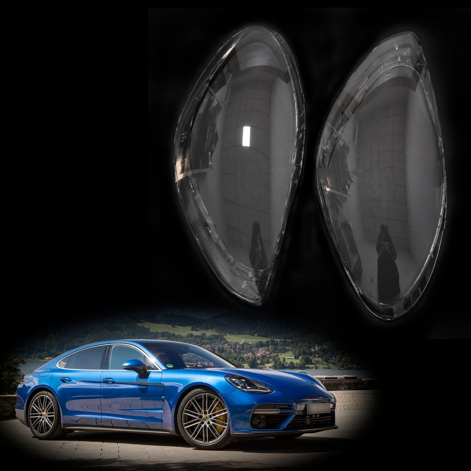 Przezroczysta skorupa na reflektor przed Porsche Panamera 2017-2020 (2 pokoje)