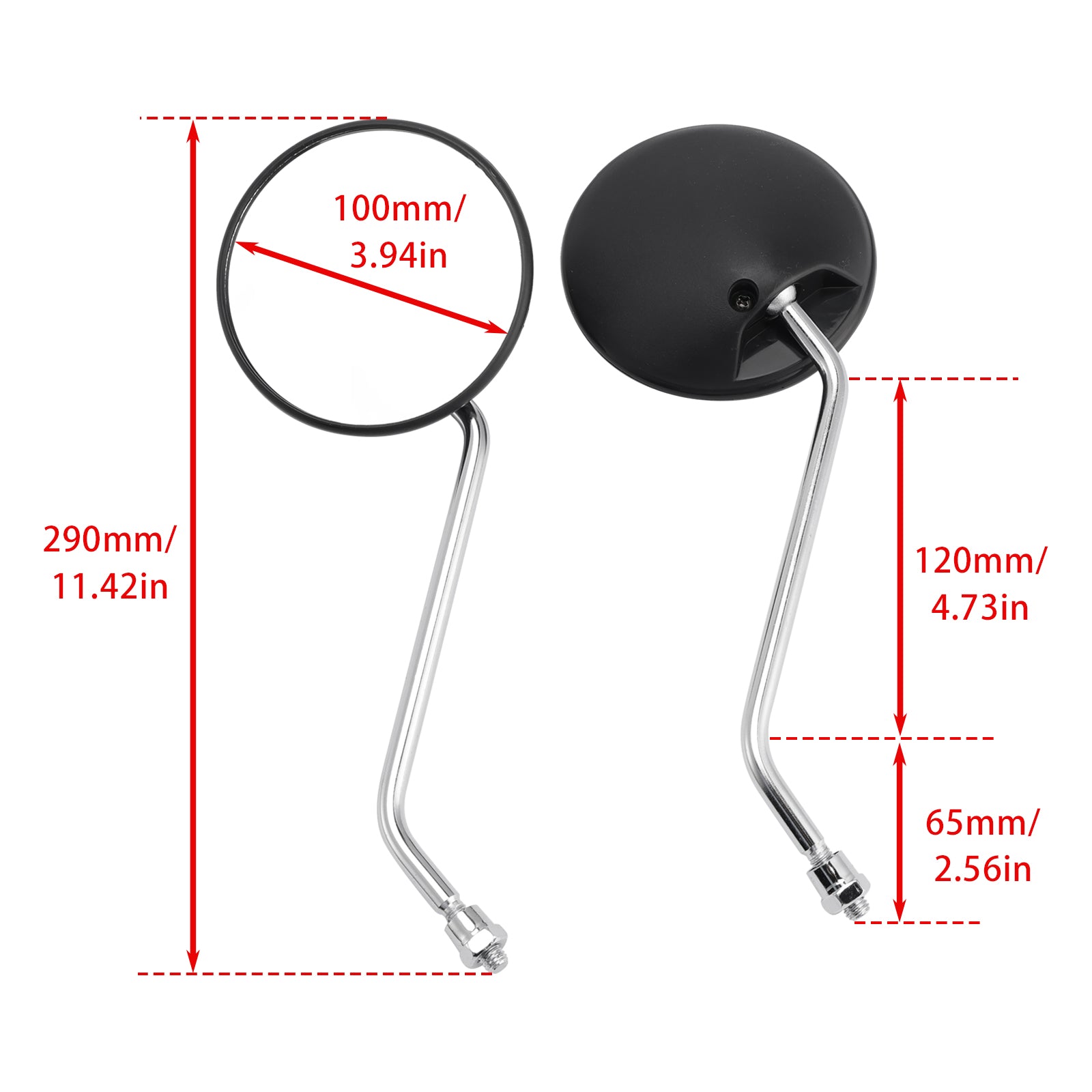 Paire de rétroviseurs ronds noirs pour scooter/cyclomoteur Piaggio Vespa, diamètre 8 mm, compatibilité universelle