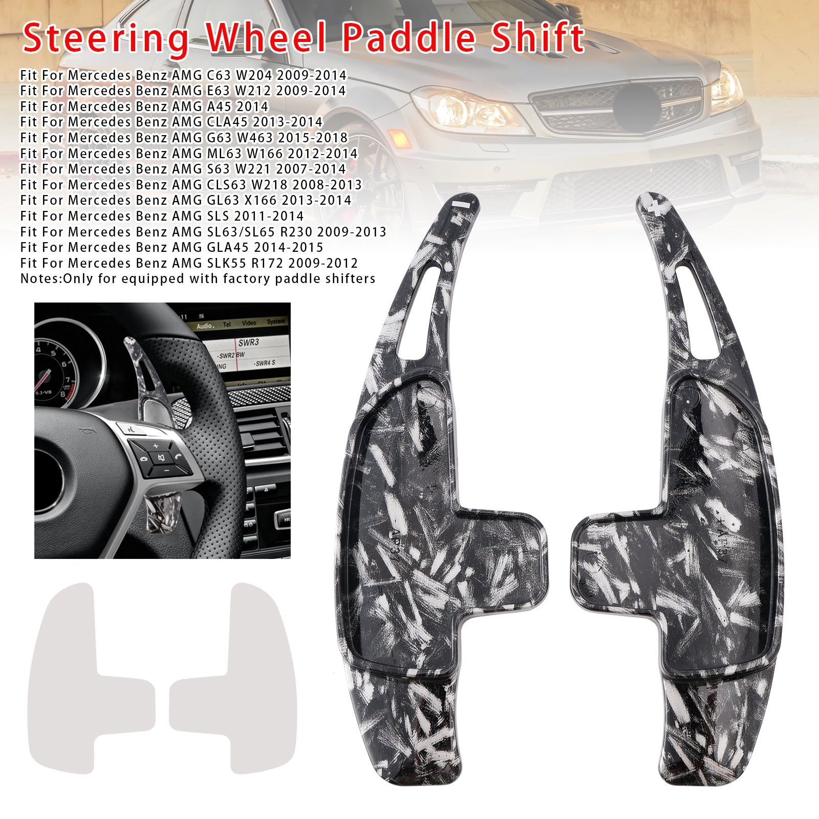 Extensión de paletas de cambio de velocidad detrás del volante para Mercedes Benz AMG C63