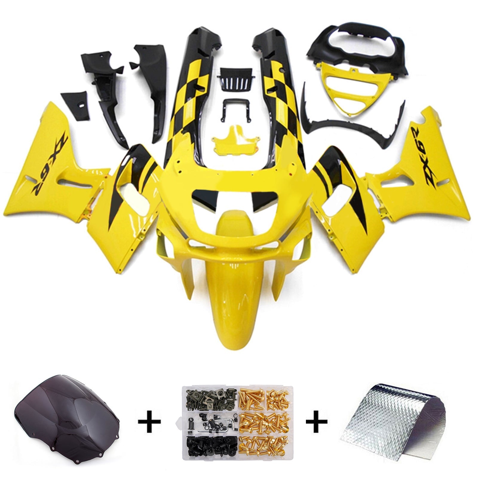 Kit carena iniettata in plastica ABS compatibile con Kawasaki ZZR400 1993-2007 e ZZR600 1998-2003