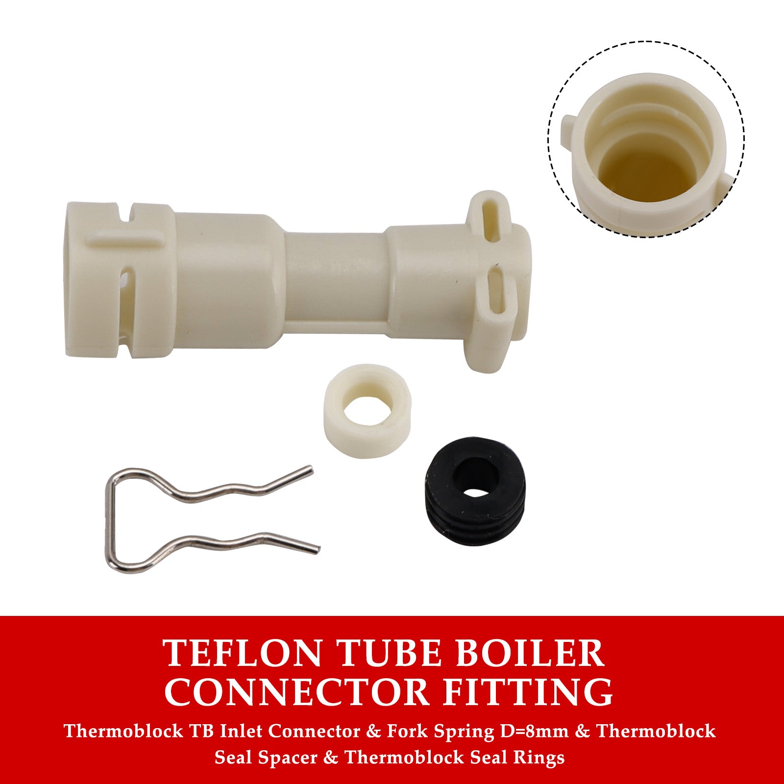 Kit ThermoBlock para elemento calentador de agua, que incluye conector de entrada, junta, espaciador y horquilla D8 mm, compatible con cafetera Philips 422224777123