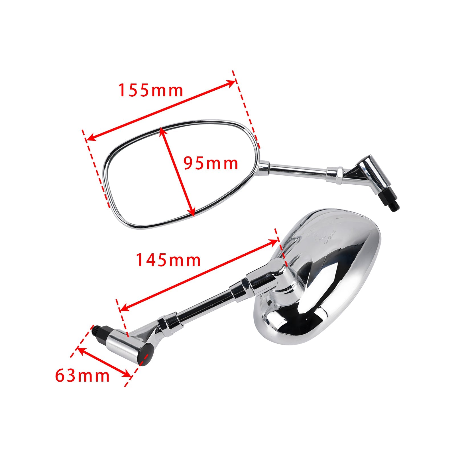 Set van 2 chromen spiegels voor Honda VTX1300S 2003-2007 en VTX1800C 2002-2006