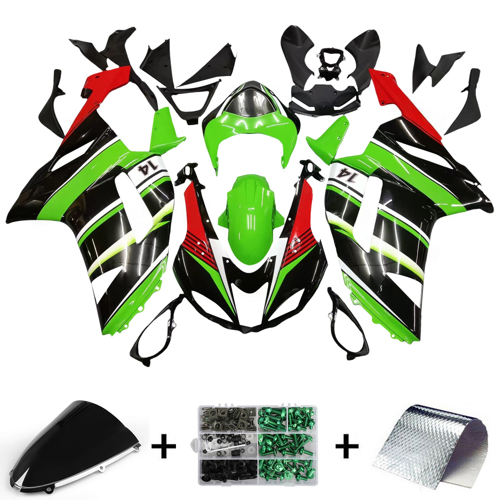 Kit de carénage à injection en plastique ABS pour Kawasaki ZX6R 636 2007-2008