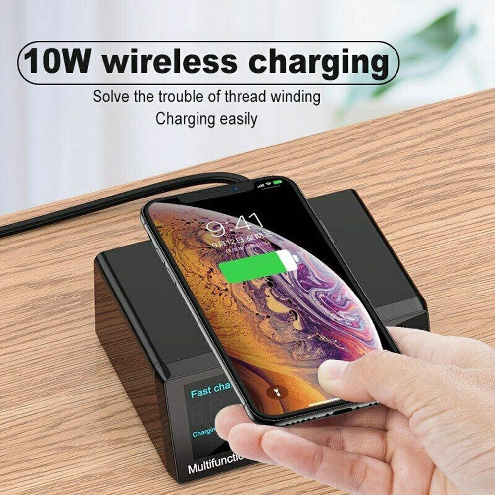 100W 8 Port USB QC3.0 Fast PD Chargeur Rapide Wireless Charging Station EU Plug