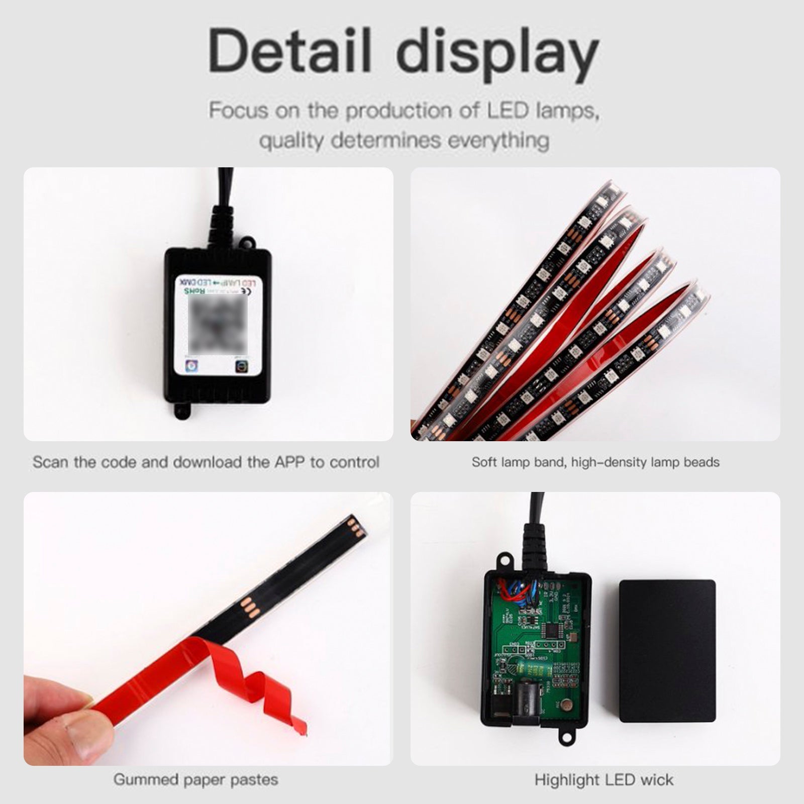 Juego de 6 luces LED para chasis, con controlador'Aplicación Luz Ambiental Fantasía (60 cm x 2 + 90 cm x 2 + 60 cm x 2)