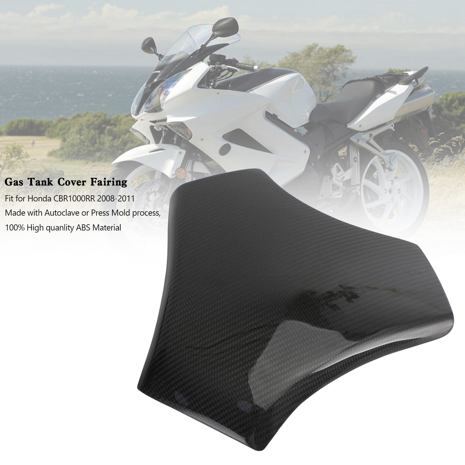 2008-2011 Honda CBR1000RR Carbone Protecteur de carénage de panneau de couverture de réservoir de gaz