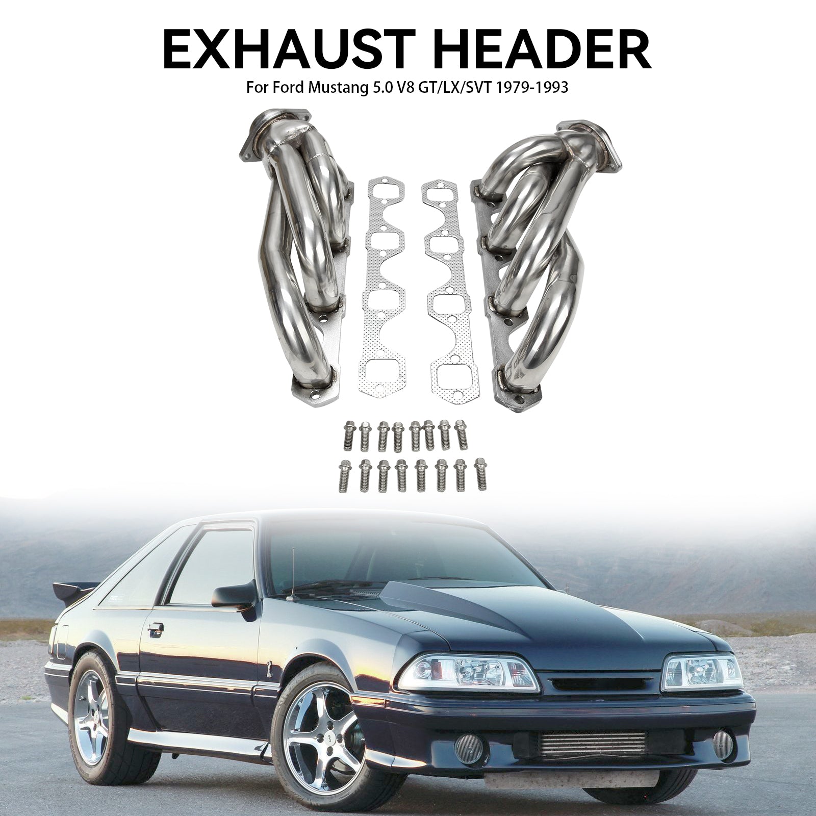 Kolektor wydechowy ze stali nierdzewnej do Forda Mustanga 5.0 V8 GT/LX/SVT (1979-1993)