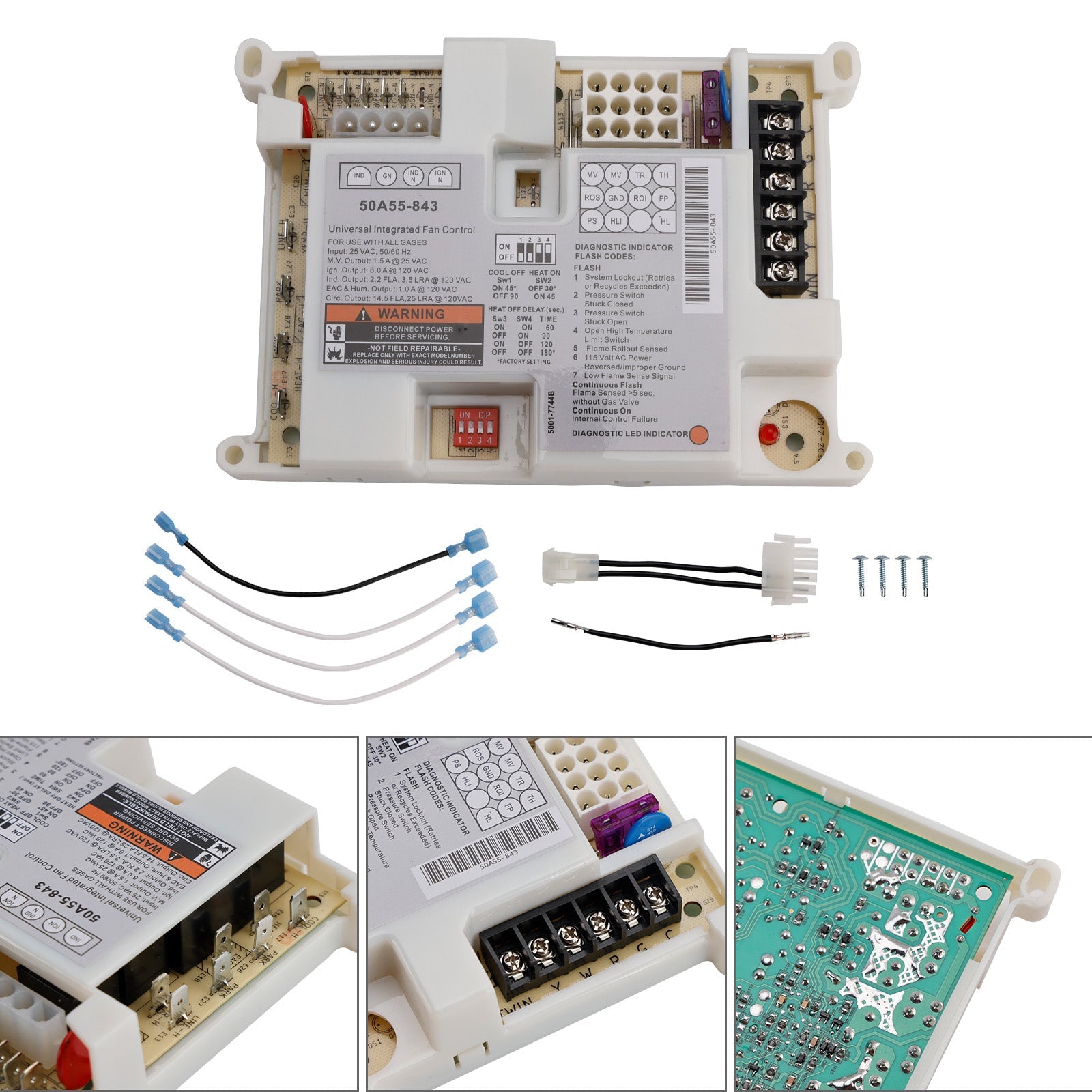Carte de circuit imprimé de remplacement pour fournaise White Rodgers 50A55-843