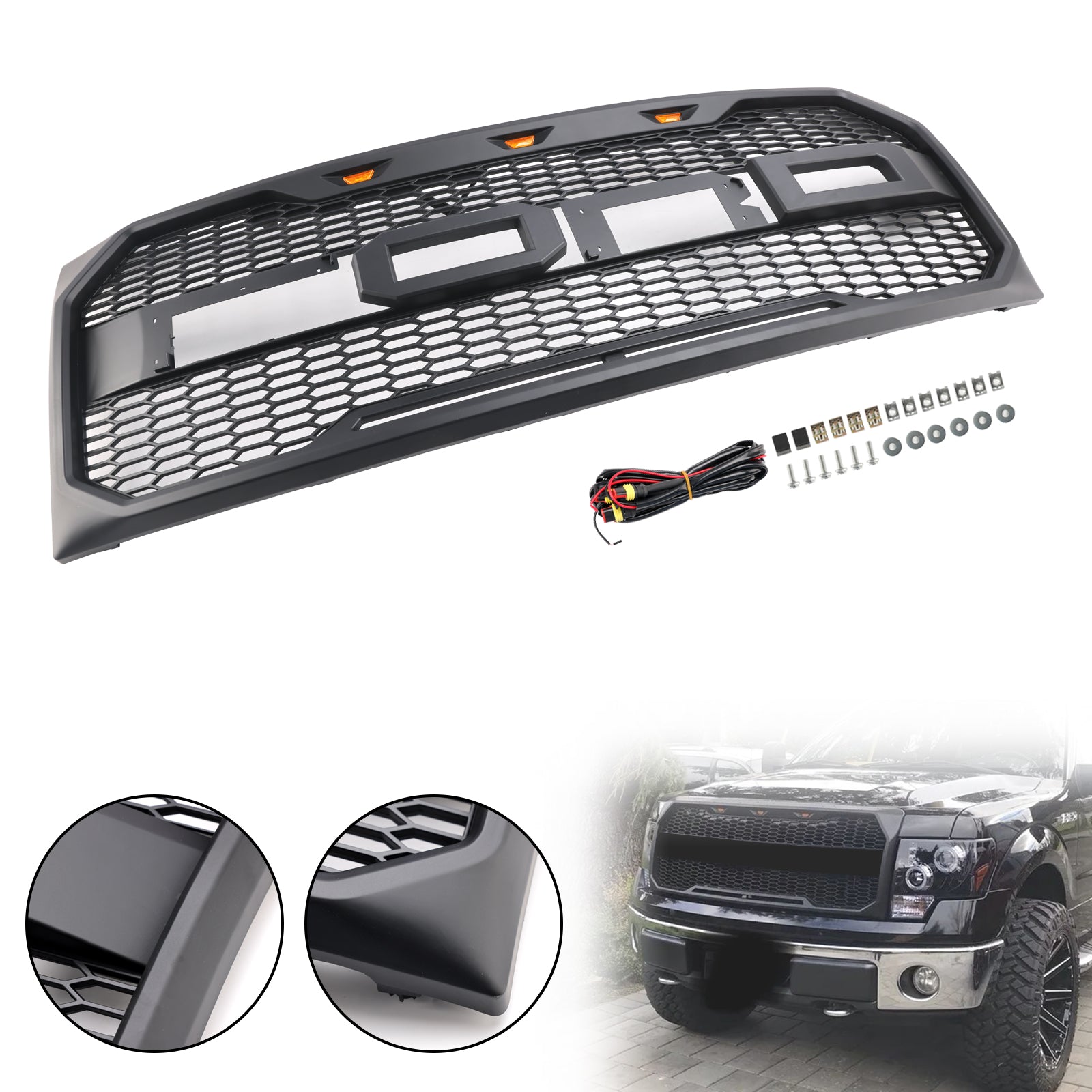 Black Calander Mate Raptor w stylu Ford F150 (2009-2014) z bursztynem LED