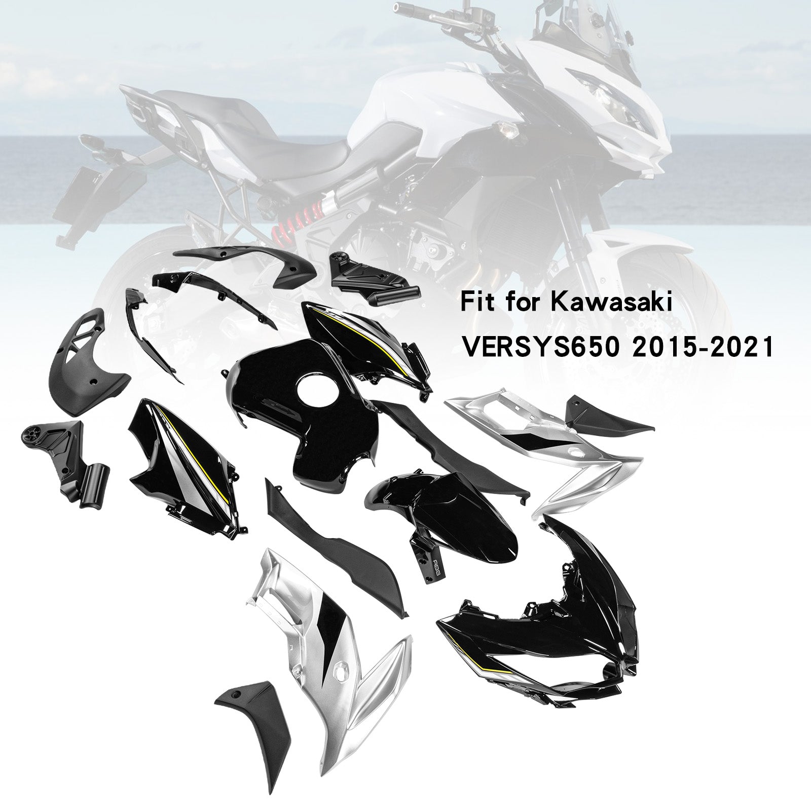 Carénage de carrosserie en plastique ABS d'injection adapté à Kawasaki VERSYS650 2015-2021
