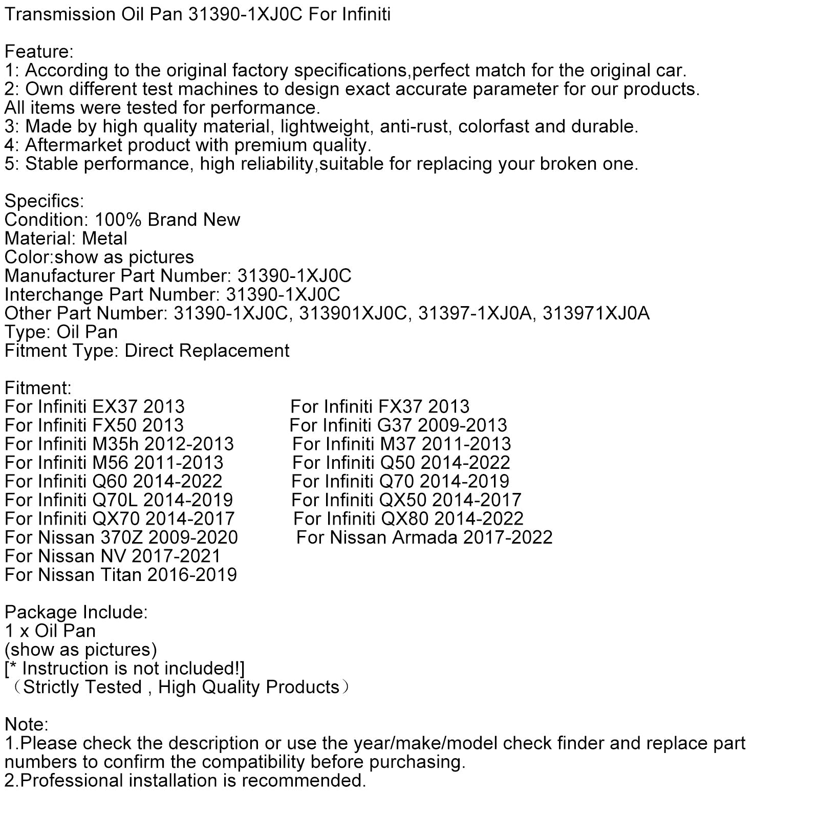 Infiniti Q70L, 2014-2019 31390-1XJ0C 31397-1XJ0A
