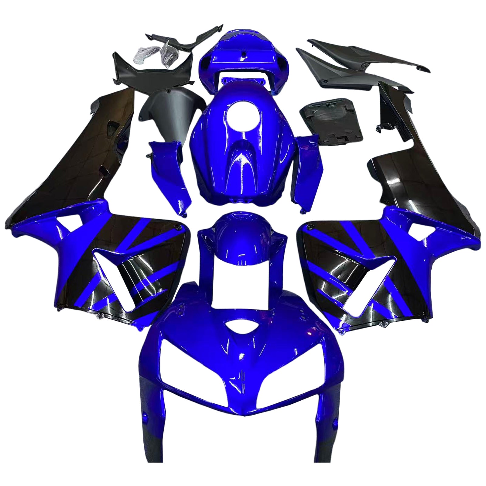 Kit de carénage en plastique ABS moulé par injection bleu et noir pour Honda CBR600RR 2005-2006
