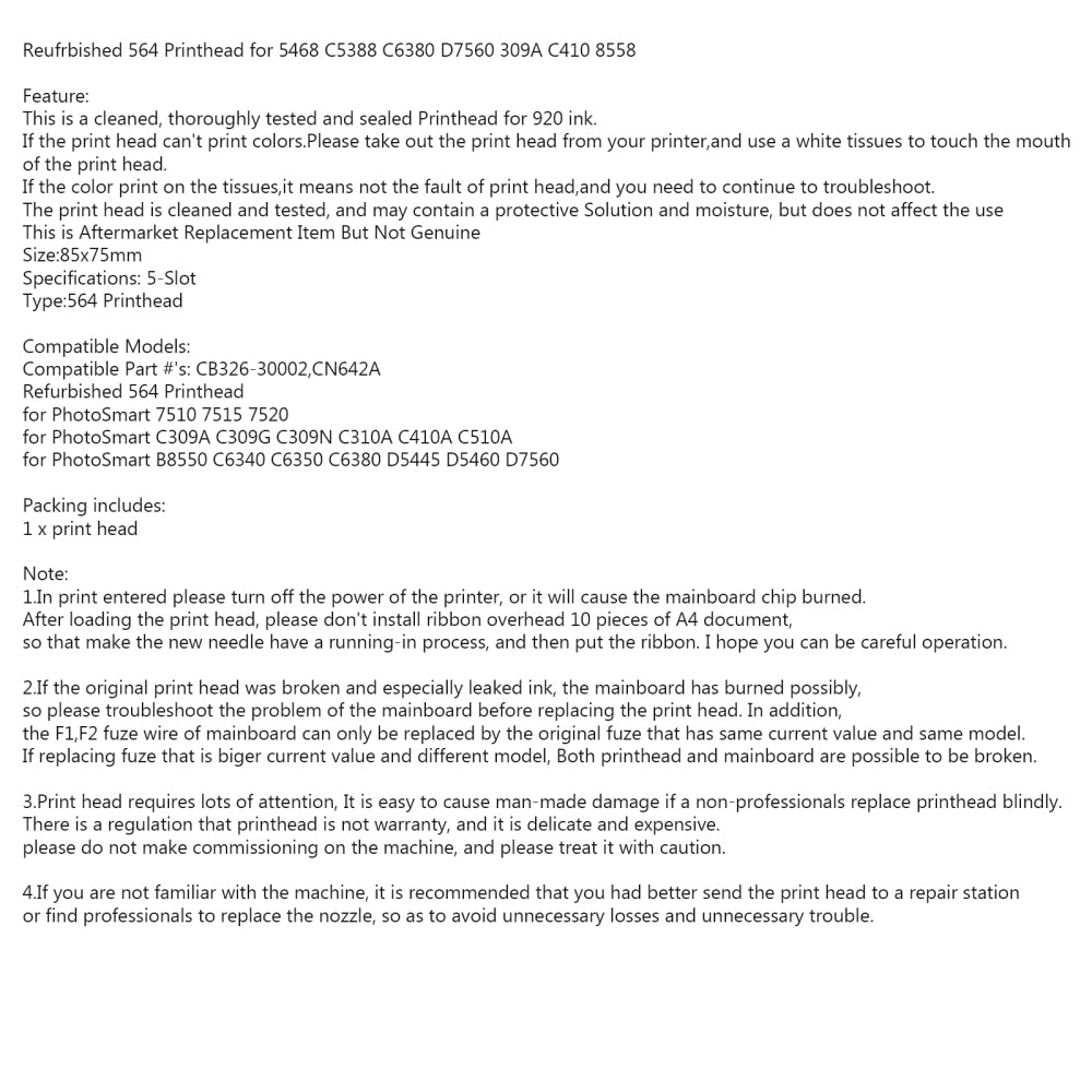 564 Printkop voor HP 5468 C5388 C6380 D7560 309A C410 8558 7520 7515