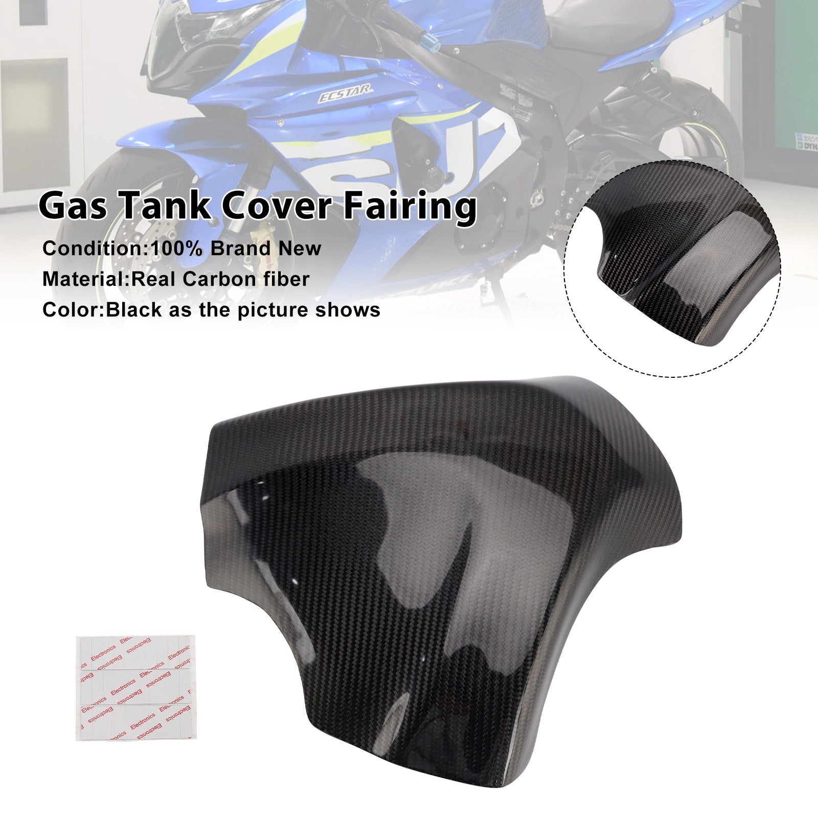Carénage de réservoir en fibre de carbone véritable pour Suzuki GSXR1000 (2009-2016)