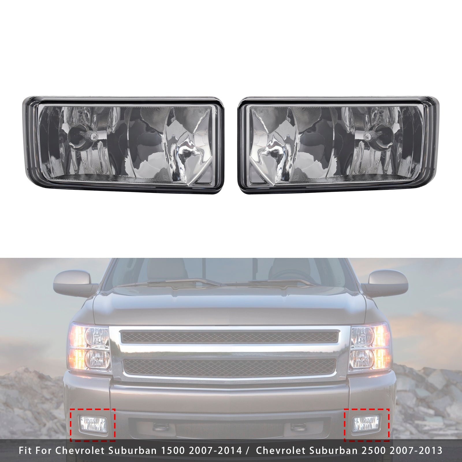 Paire de feux antibrouillard avant avec ampoules pour Chevrolet Silverado 2007-2013, verre transparent
