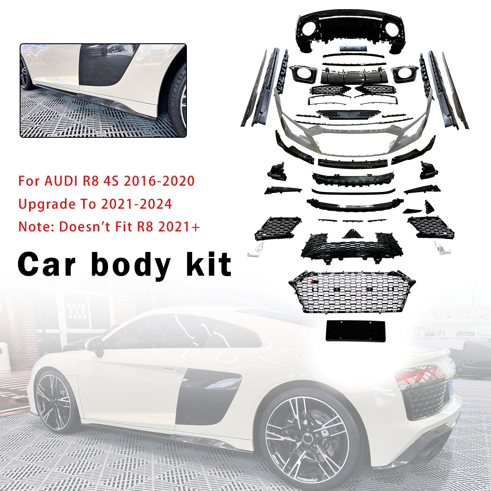 Kit carrosserie et pare-chocs compatibles avec AUDI R8 4S 2016-2020 (mise à niveau vers 2021-2024)