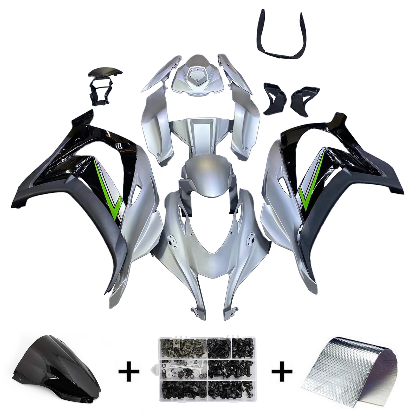 Kit de carénage en plastique ABS injecté compatible avec Kawasaki ZX10R 2016-2020