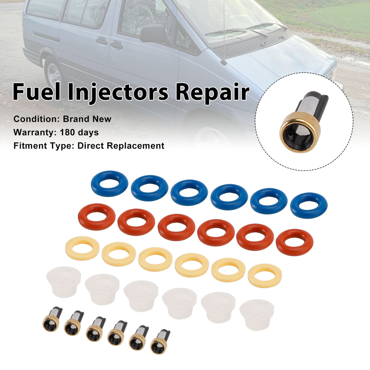 Joint torique d'injecteur de carburant 0280150947 compatible avec Ford Aerostar 86-87 et Mustang 1987-1993