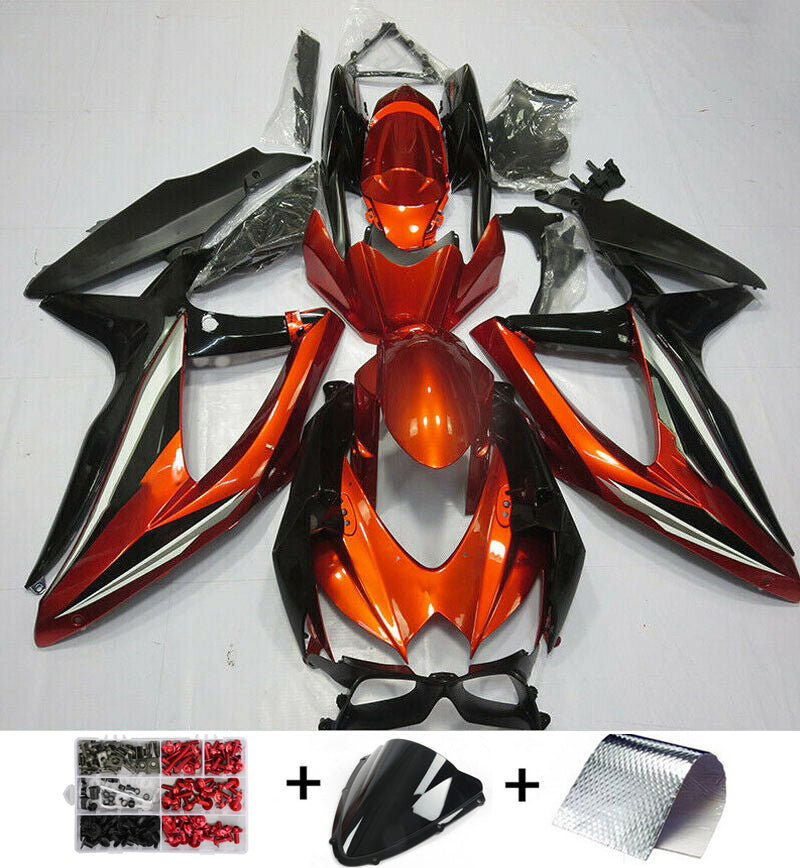 Kit de carénage en plastique injecté orange pour Suzuki GSXR600/750 2008-2010