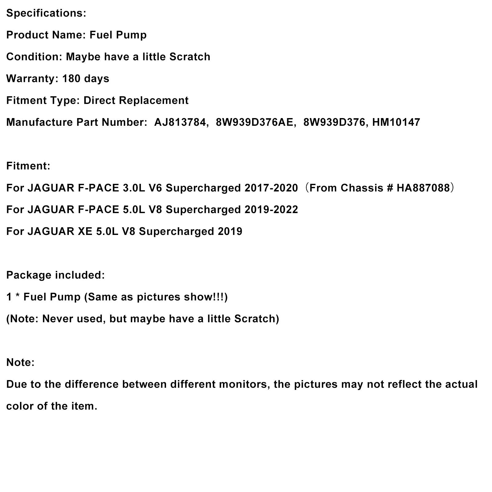 Visokotlačna črpalka za gorivo AJ813784 za Jaguar XE 2019 F-Pace 2019-2022 5.0L V6