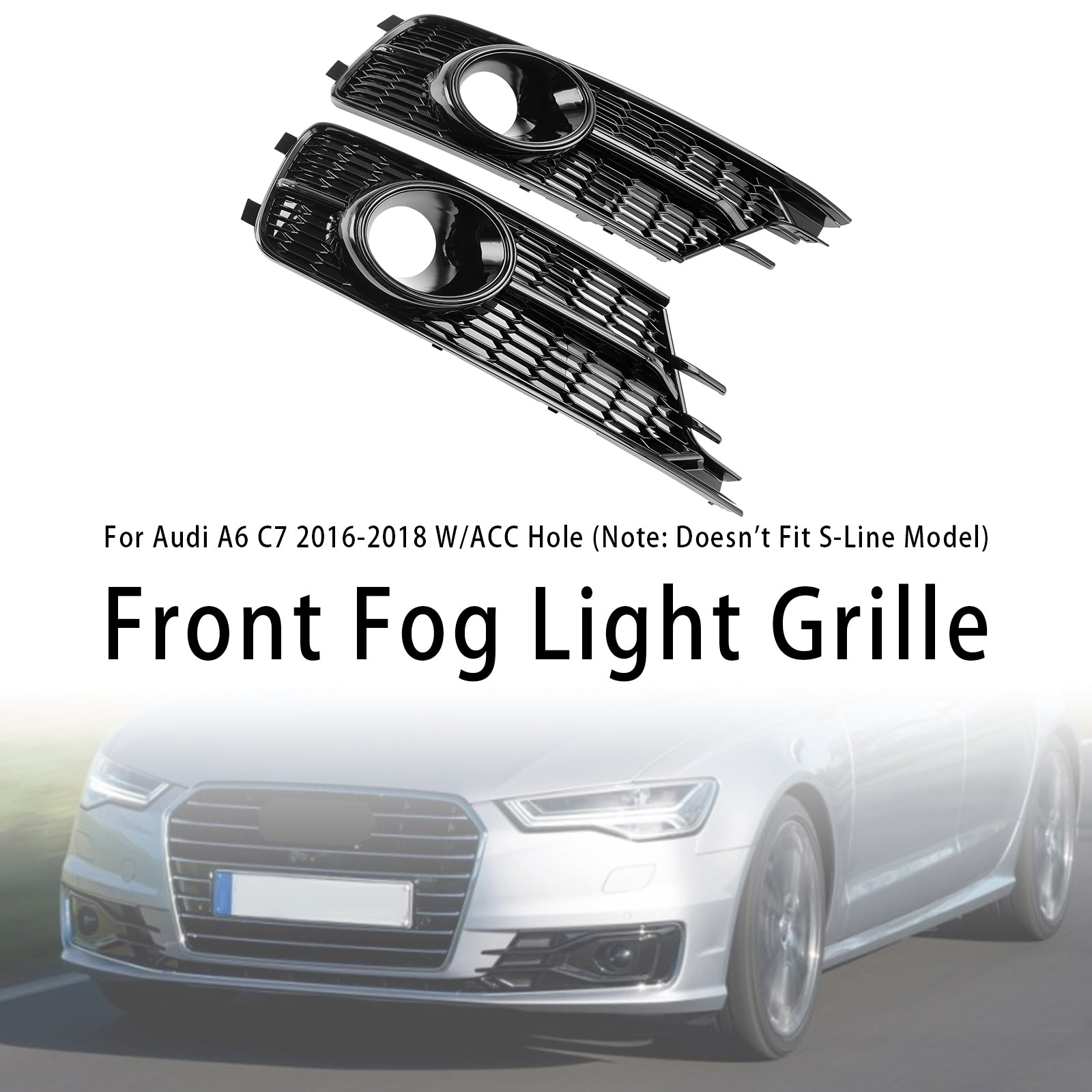 2016-2018 AUDI A6 C7 W/ACC Coppia di coperture della luce inferiore del paraurti anteriore Griglia 4G0807647A