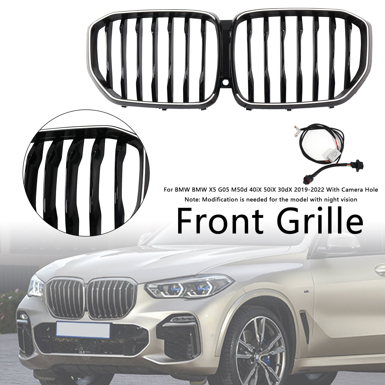 Calandre avant noire brillante M-Performance pour BMW X5 G05 2019-2022