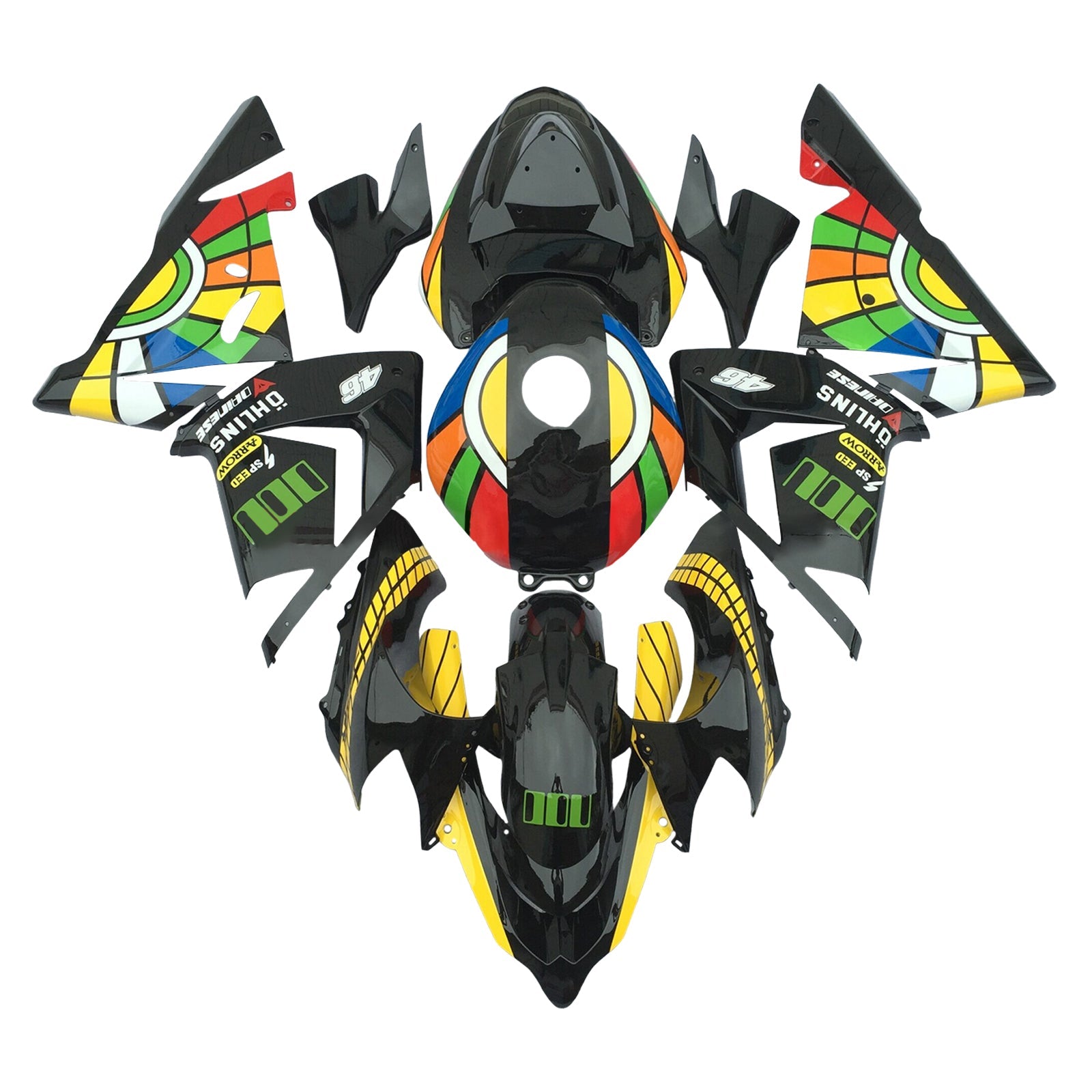Kit carenatura iniezione, carrozzeria in plastica ABS per Kawasaki ZX10R 2004-2005
