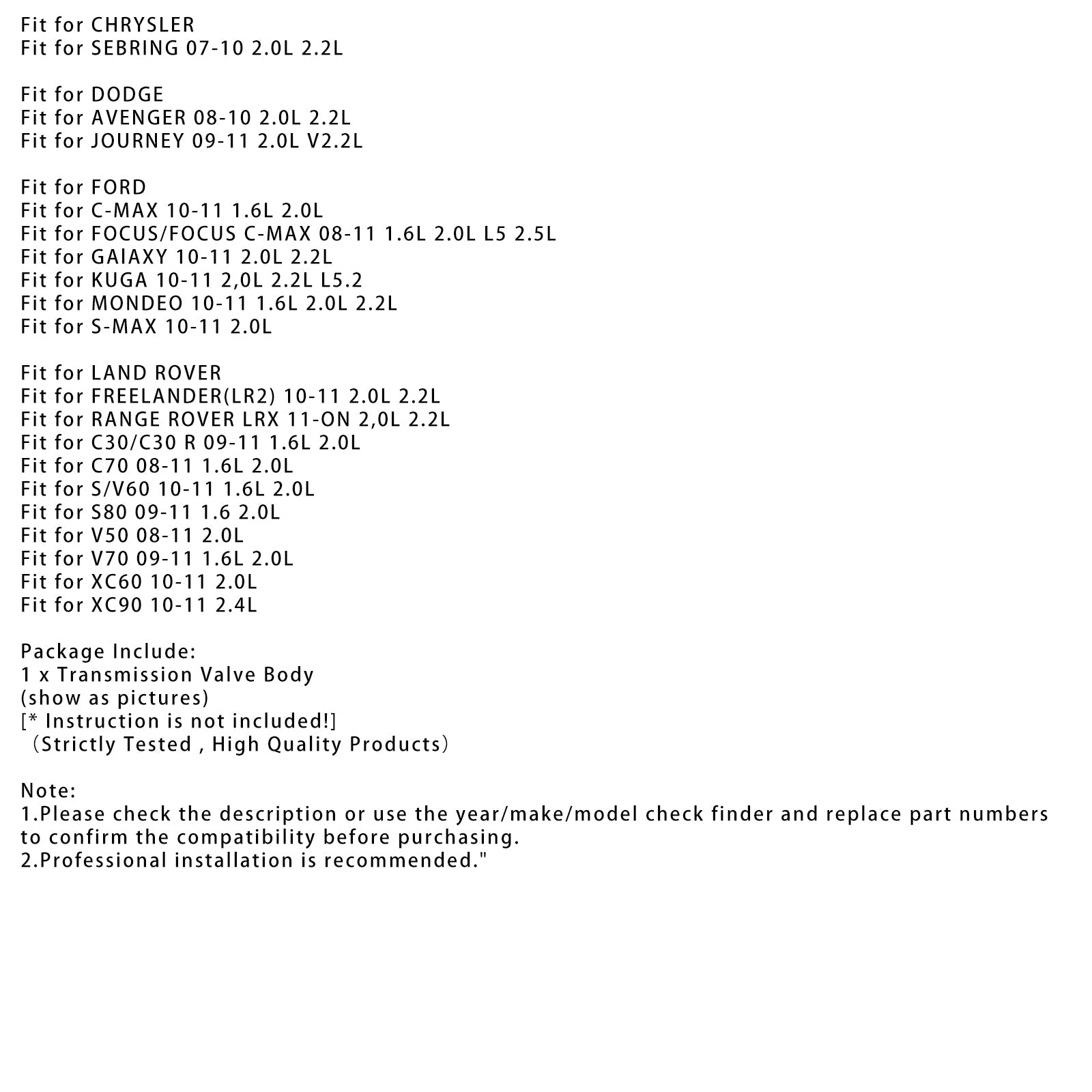 Corps de soupape de transmission de boîte de vitesses LAND ROVER 2 V70 1.6L 2.0L 2009-2011 MPS6 6DCT450 7M5R-7H035-CA