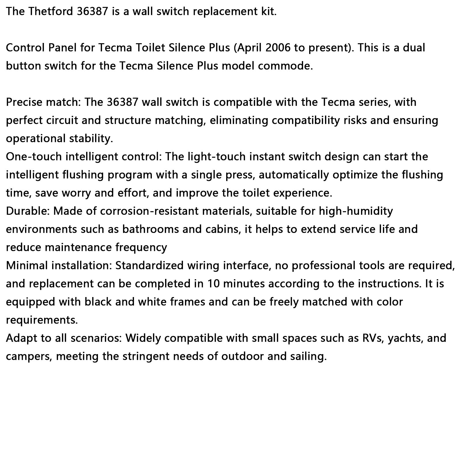 Przełącznik ścienny 36387 dla Tecma RV Silence plus toaleta - przełącznik ścienny z 2 przyciskami