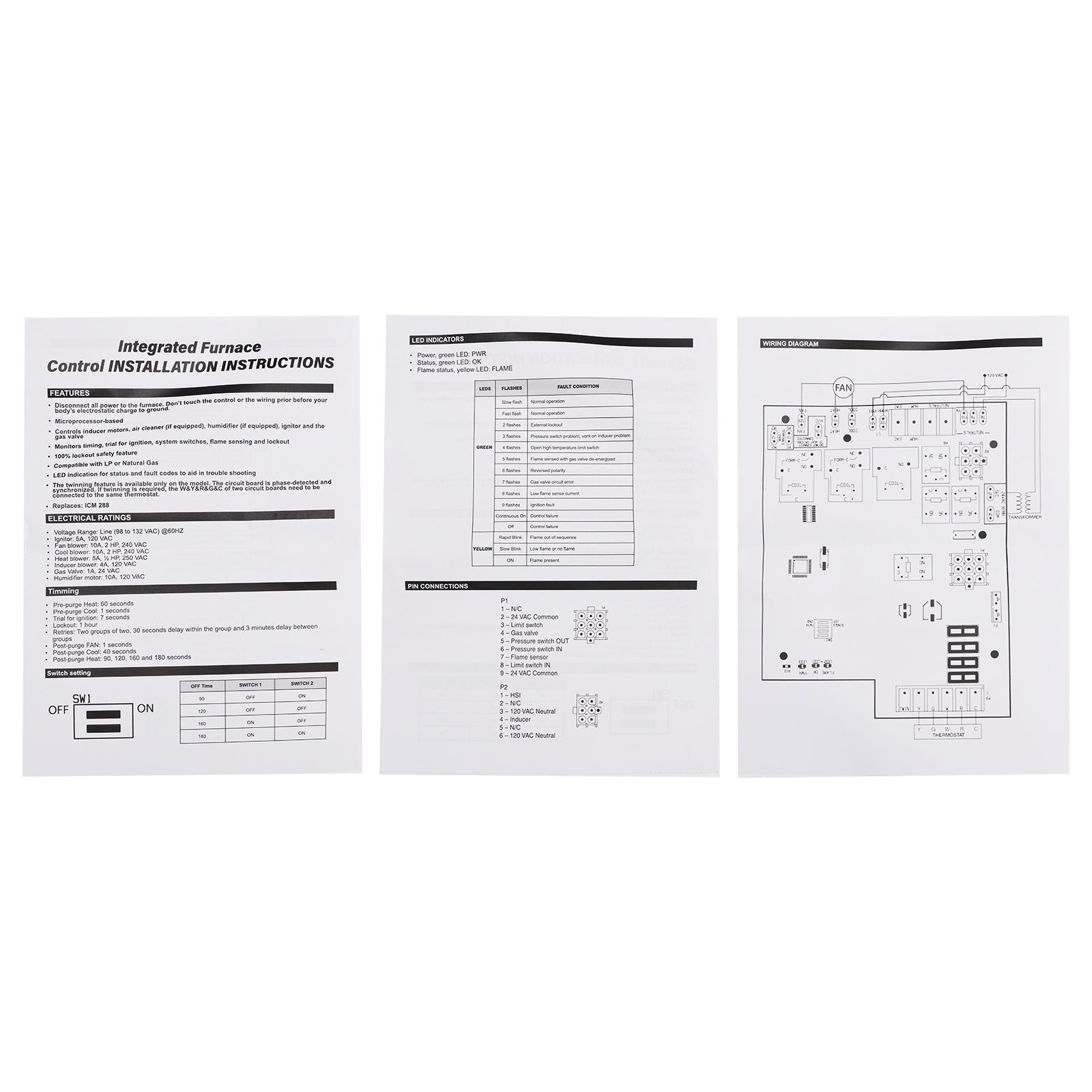 Carte de commande de four 1012920A compatible avec Rheem 62-24084-82 2-24084-02