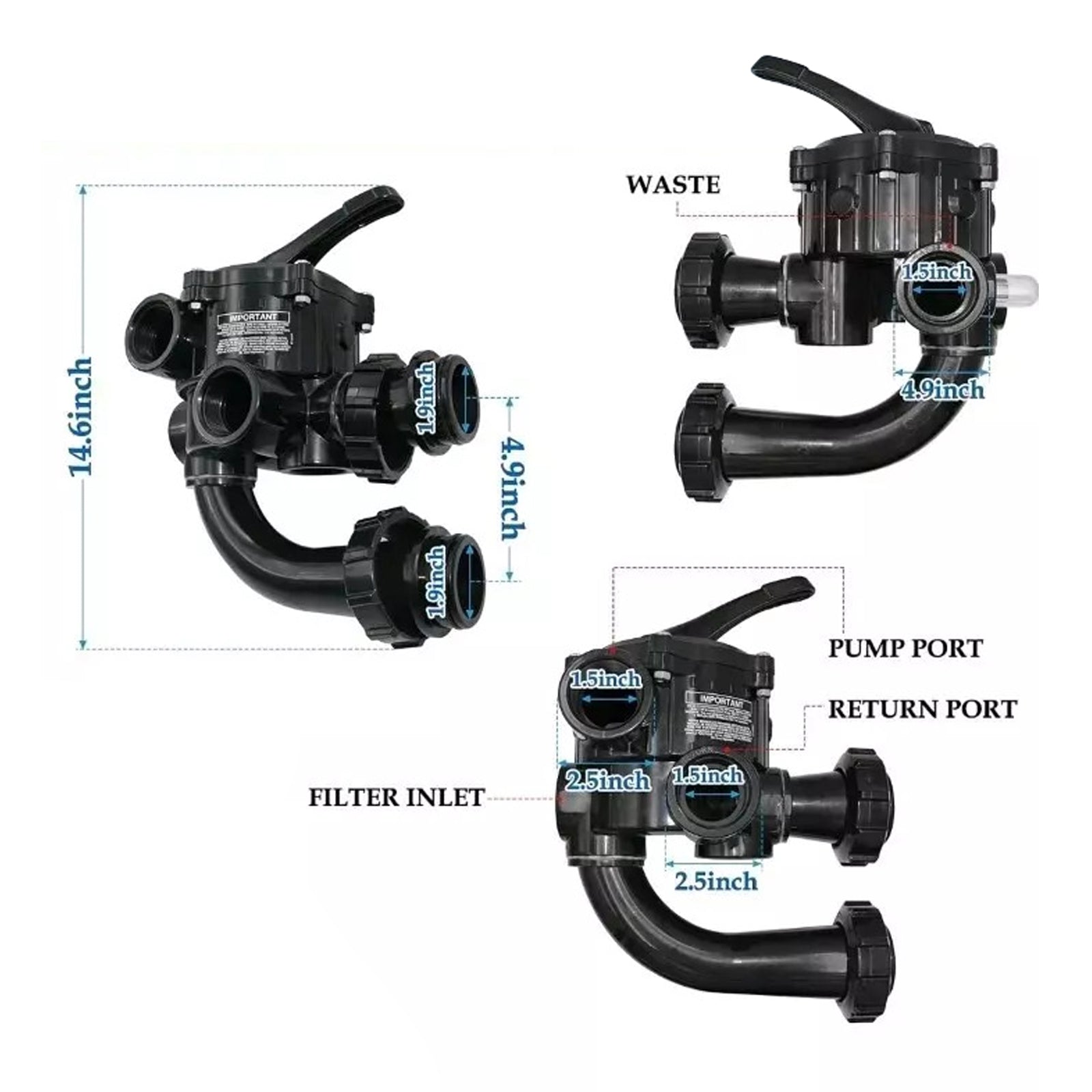 Vanne de régulation multiport SP0710XR50 adaptée à la série Hayward Pro Vari-Flo